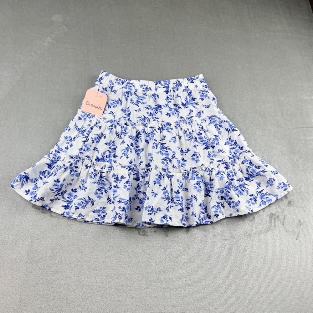 Timing‎ White Blue Floral Tiered Mini Skirt Women's Small WS8859P52